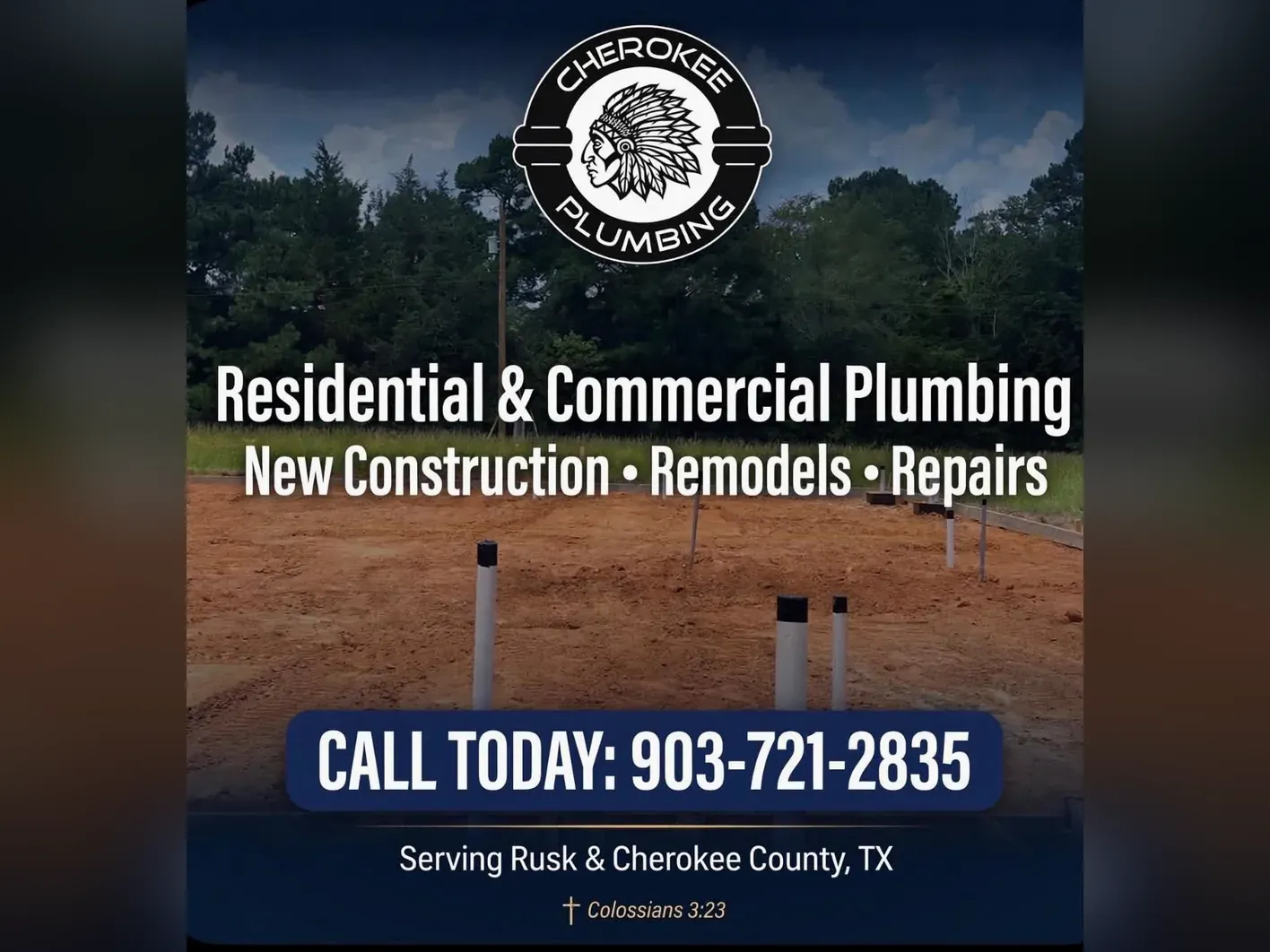 Finished plumbing project by Cherokee Plumbing in East Texas